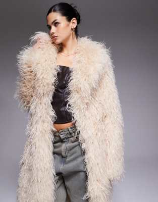 The Frolic Exclusive Oversized Collar Faux Fur Maxi Coat In Black