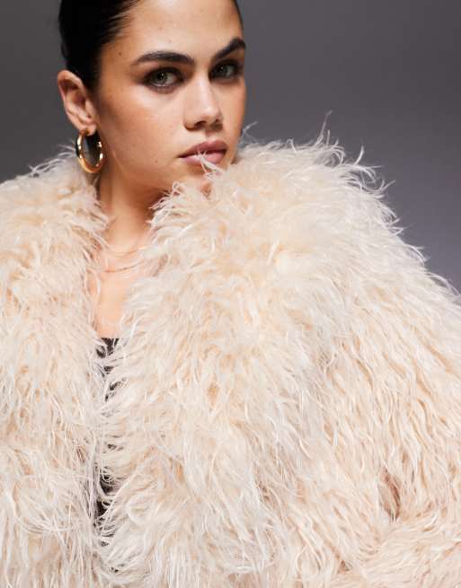 The Frolic exclusive oversized collar faux fur maxi coat in cream