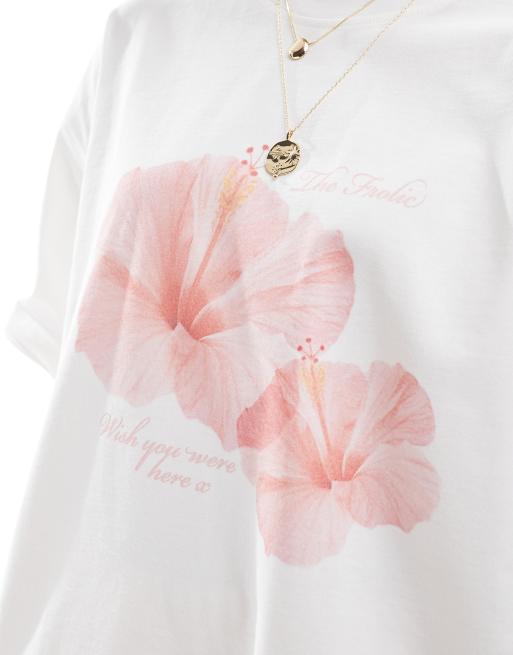 The Frolic exclusive oversized hibiscus flower graphic t-shirt in