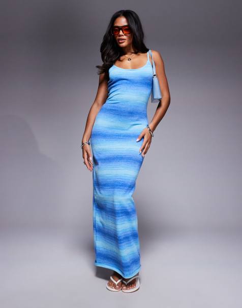 The Frolic exclusive knitted beach maxi dress in blue ombre