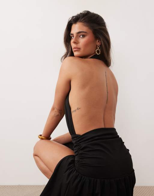 backless dress with split Long A-line V-neck Spaghetti Straps Backless Evening Dress with Front Split main image 0