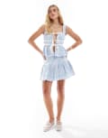 [The Frolic] The Frolic exclusive poplin rara mini skirt in blue stripe (part of a set) 18 Blue stripe