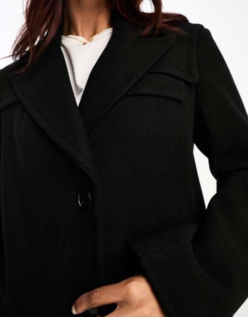 The Frolic exclusive power shoulder longline coat in black   , 3 of 4