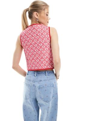 The Frolic Exclusive Quilted Reversible Tie Front Vest In Multi