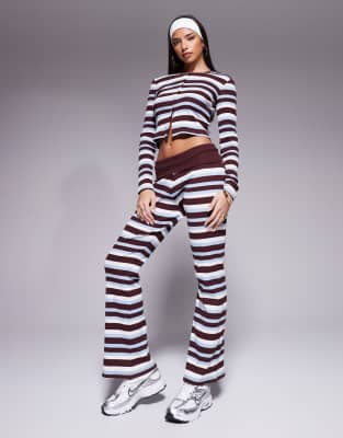 The Frolic Exclusive Ribbed Fold Over Flare Pants In Multi
