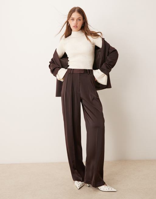 The Frolic exclusive ribbed pearl detail flare sleeve sweater in cream  