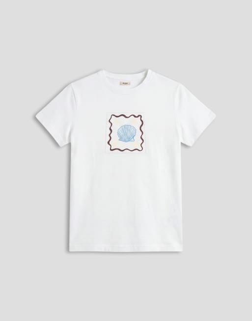 The Frolic exclusive shell graphic front baby tee in white, 5 of 8