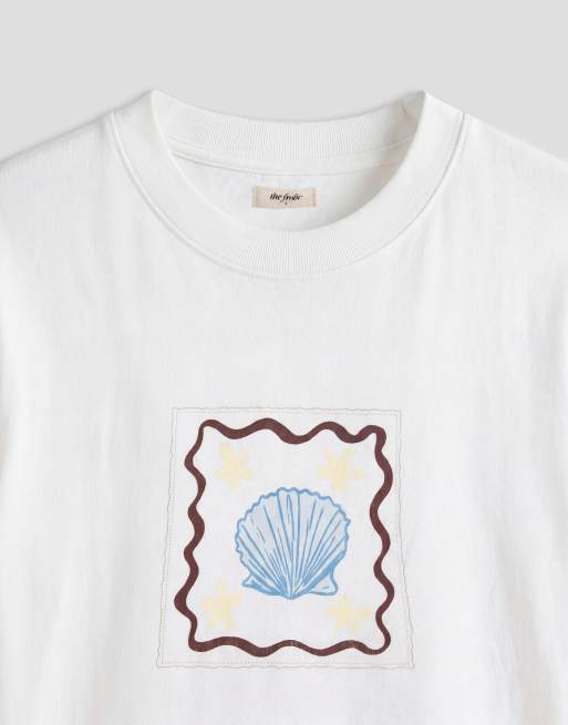 The Frolic exclusive shell graphic front baby tee in white, 7 of 8