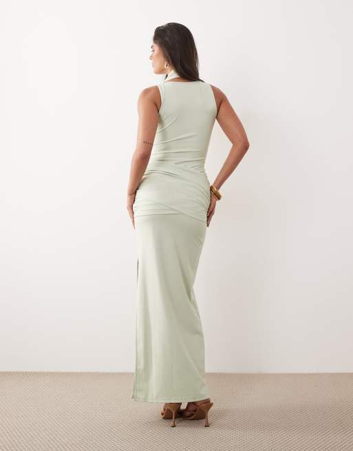 slinky ruched wrap maxi dress boohoo Women's Petite Slinky Ruched Wrap Maxi Dress in Black