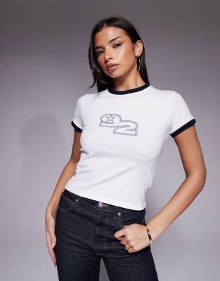 The Frolic Exclusive Star Number Graphic Front Baby Tee In White