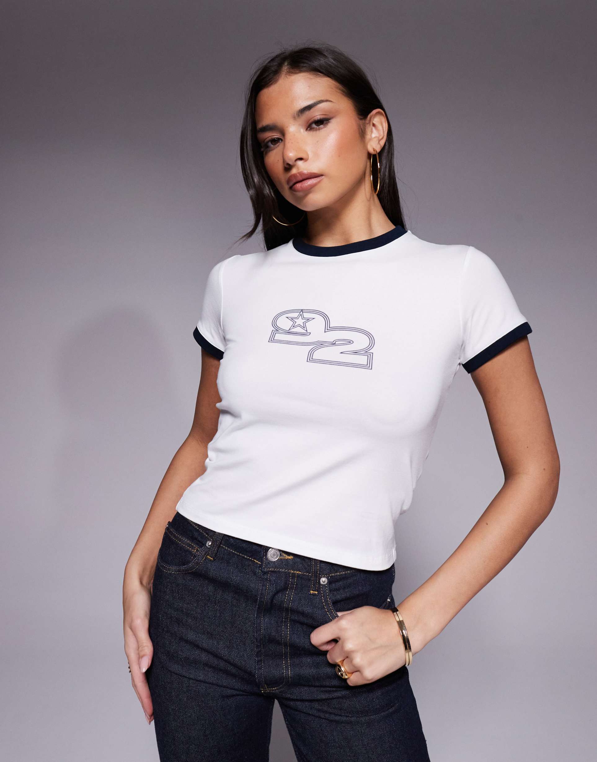 the frolic exclusive star number graphic front baby tee in white