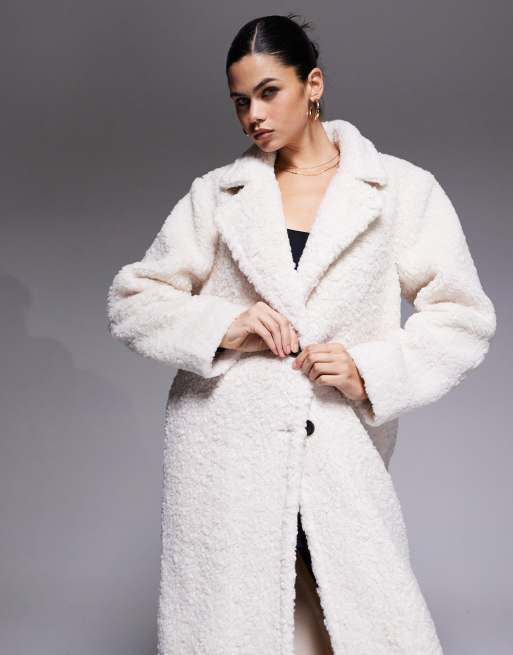 The Frolic exclusive teddy collared maxi coat in cream