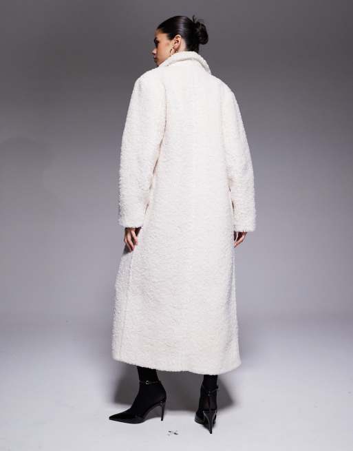 The Frolic exclusive teddy collared maxi coat in cream