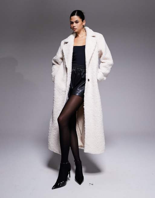 The Frolic exclusive teddy maxi coat in cream