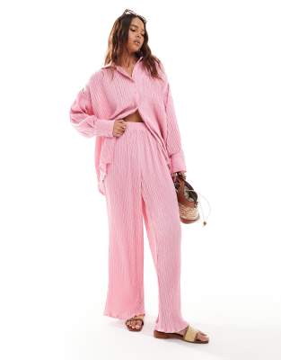 The Frolic The Frolic exclusive textured beach trouser co-ord in pink