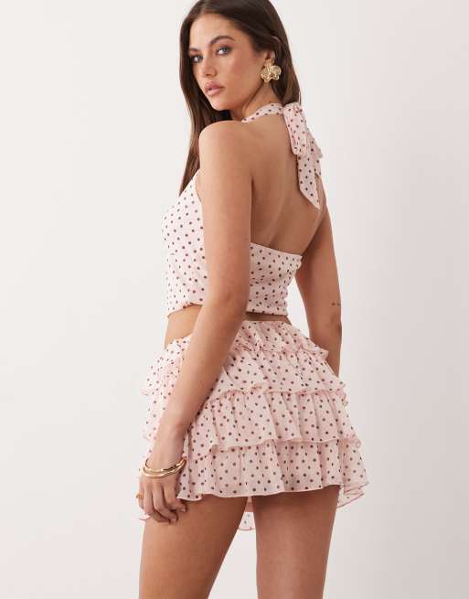 The Frolic exclusive tiered frill detailing mini skirt in pink