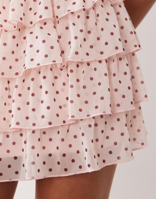 The Frolic exclusive tiered frill detailing mini skirt in pink