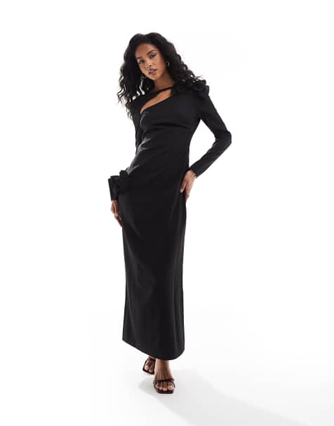 The Frolic - Exclusives - Maxi jurk met strik en uitsnijding in zwart - view 1