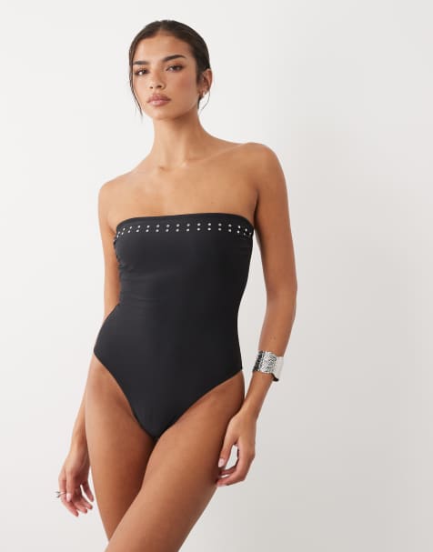 The Frolic - Exclusivité - Maillot 1 pièce bandeau à détail clouté - Noir - view 1