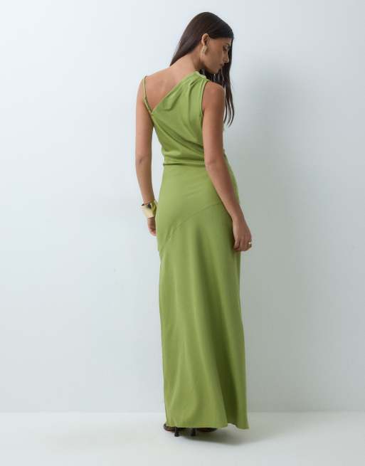 The Frolic exklusives Satin-Maxikleid mit Raffungen in Grün, 5 von 5