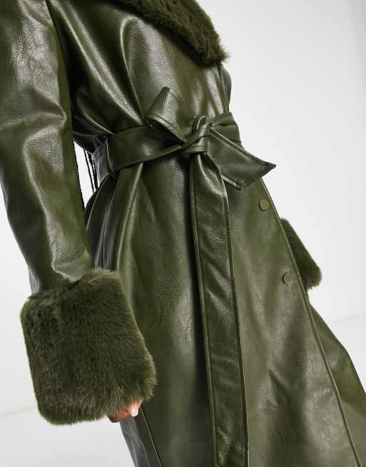 Olive green outlet fur coat