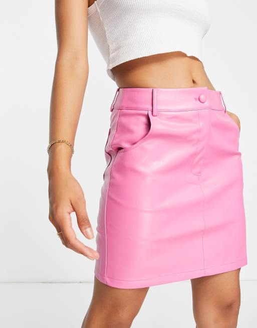 Pink faux leather skirt asos sale