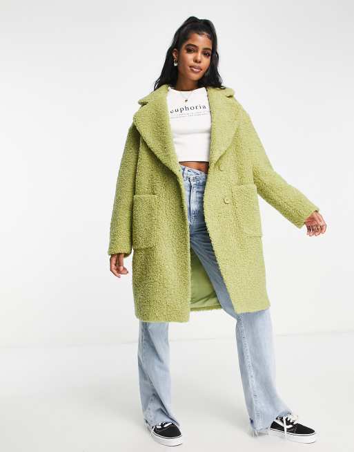 Sage long faux fur teddy clearance coat