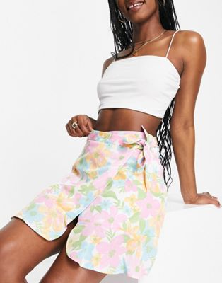 The Frolic floral print flippy mini skirt in multi