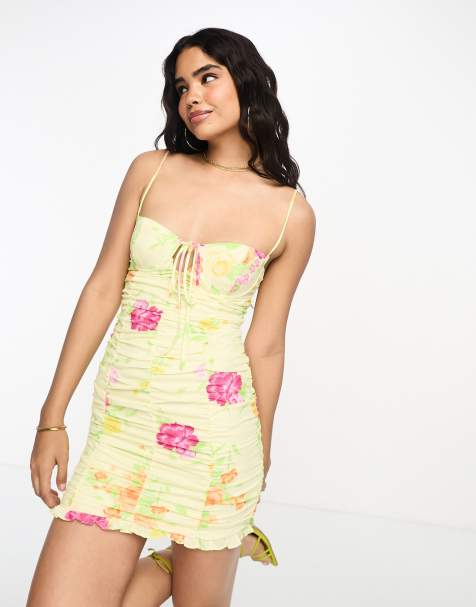 The Frolic floral print ruched body mini dress in multi - view 1