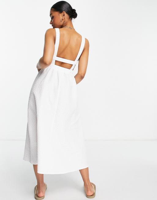 white backless midi dress