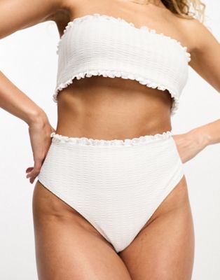The Frolic florite high waist bikini bottom in white waffle - ASOS Price Checker