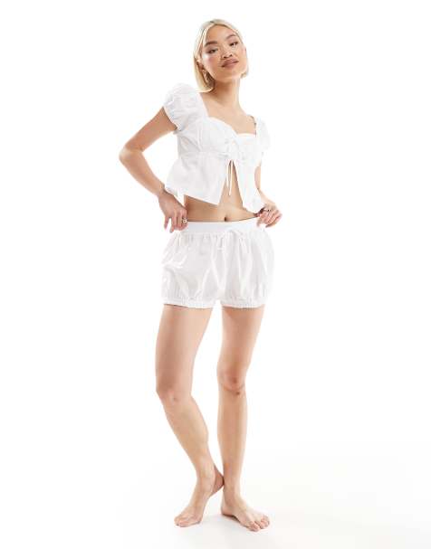 The Frolic - Hvide korte bloomer-shorts i bomuld - Del af sæt - Kun hos ASOS - view 1