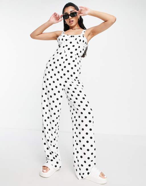 The Frolic - Jumpsuit i sort/hvid med brystdetalje og polkaprikker
