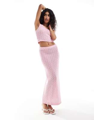 The Frolic Kristen Maxi Beach Skirt In Pastel Pink - Part Of A Set