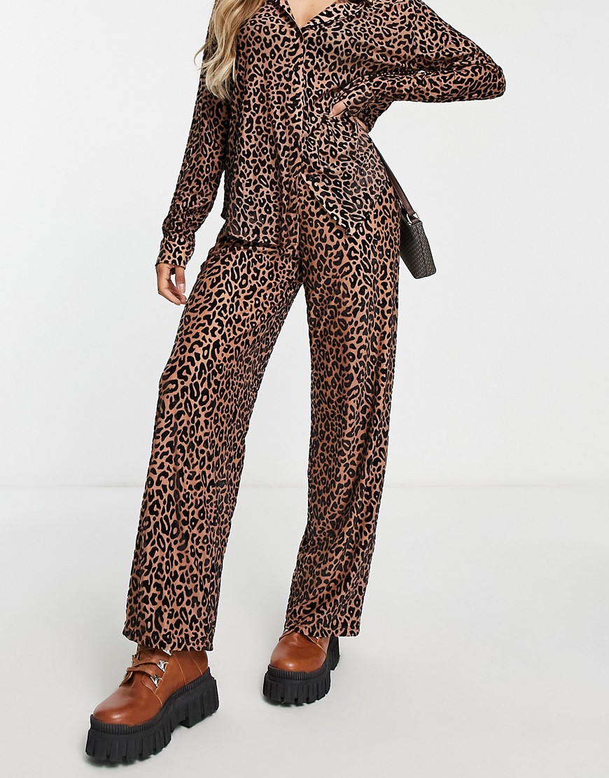 The Frolic Leopard Print Burnout Wide Leg Pants In Multi - Part Of A Set