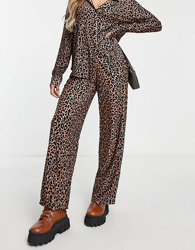 The Frolic - leopard print burnout wide leg trouser co-ord in multi