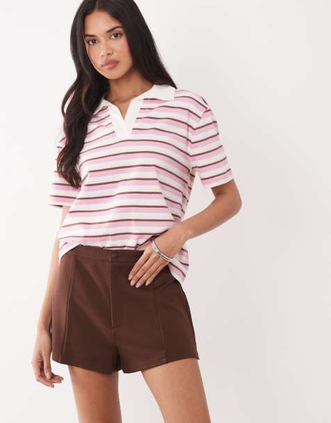 The Frolic - Lyserød stribet polotop i bomuld med krave - Kun hos ASOS - view 1