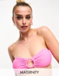 [The Frolic Maternity] The Frolic Maternity Andesine bandeau bikini top in pink lemonade 8 Pink