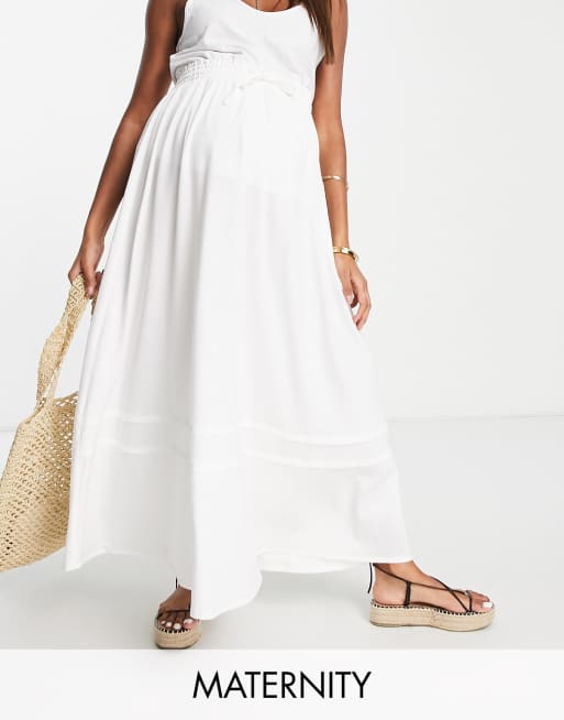 The Frolic Maternity beach maxi skirt in white