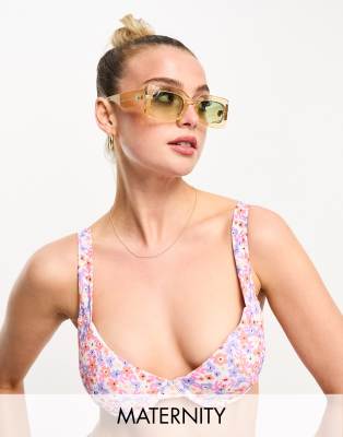 The Frolic Maternity Beryl Ditsy Floral Balcony Bikini Top In Pink