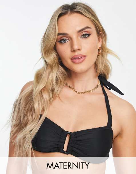 The Frolic Maternity – Marin – Czarna góra od bikini z ozdobnym wykończeniem - view 1