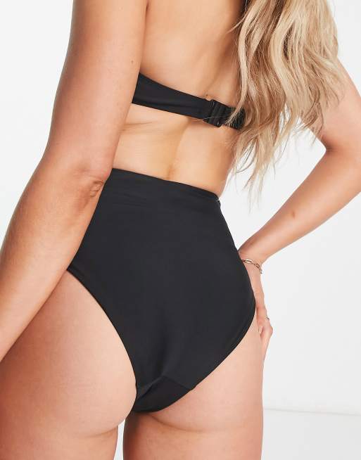 The Frolic Maternity marin trim detail high waist bikini bottom in black