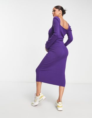 deep purple midi dress