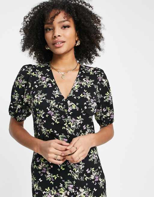 The Frolic Midi jurk met vlinderprint in zwart