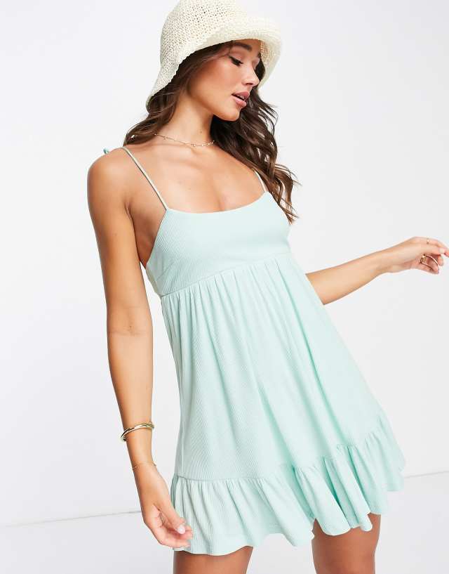 The Frolic Missy beach smock dress with tie detail in aqua