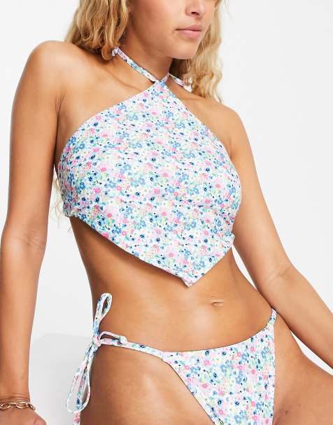 ASOS DESIGN under boob scoop neck swimsuit in petrol blue