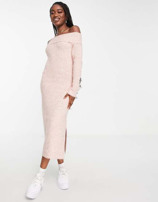 Off the shoulder 2025 knit midi dress