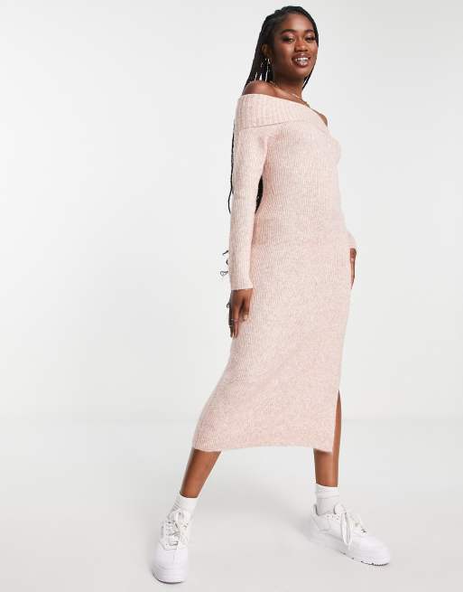 Pink long sleeve outlet off the shoulder dress