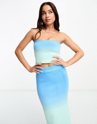 The Frolic ombre knitted bandeau top co-ord in blue