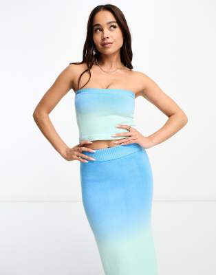 The Frolic Ombre Knitted Bandeau Top In Blue - Part Of A Set